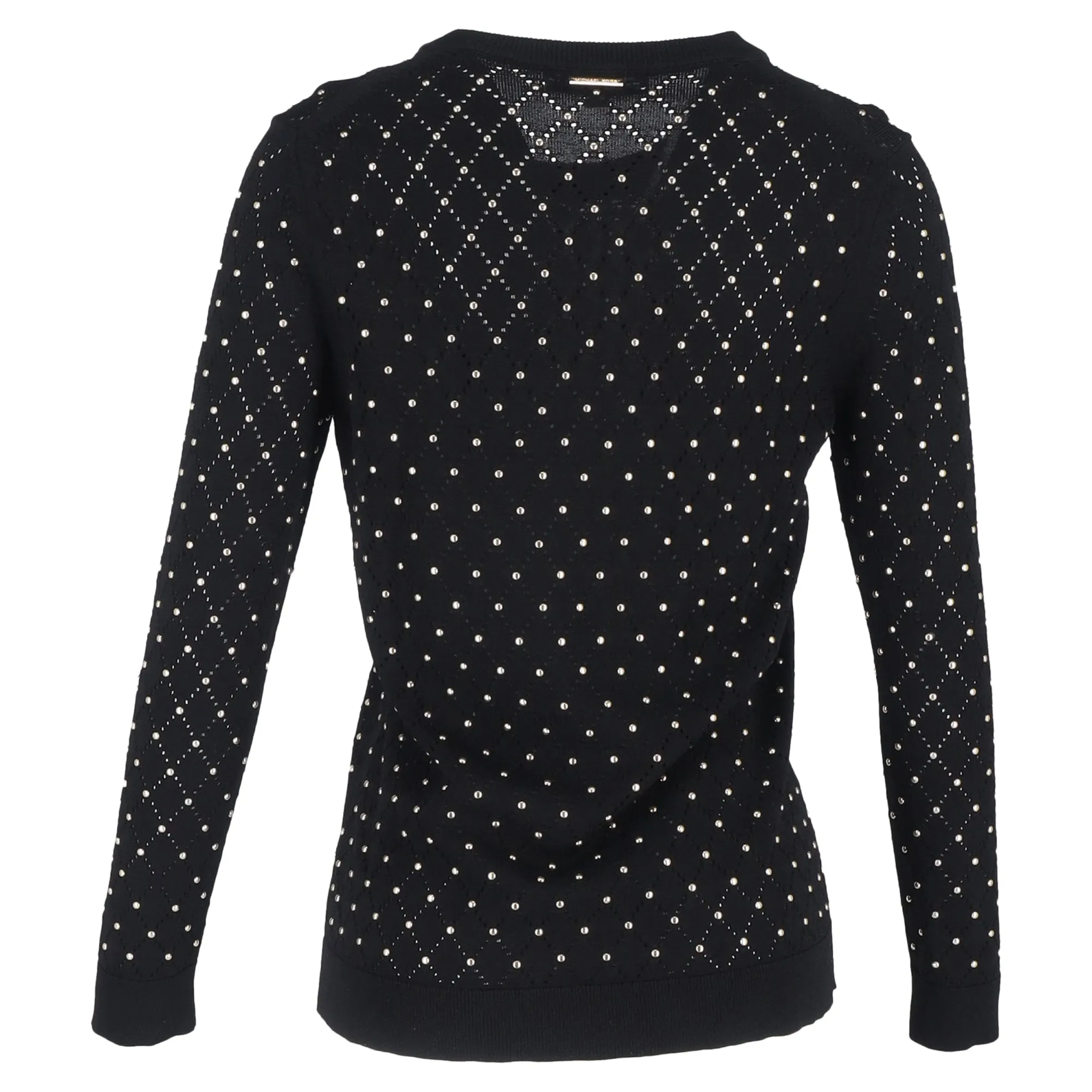 Michael Kors Beaded Lasercut Sweater in Black Viscose
