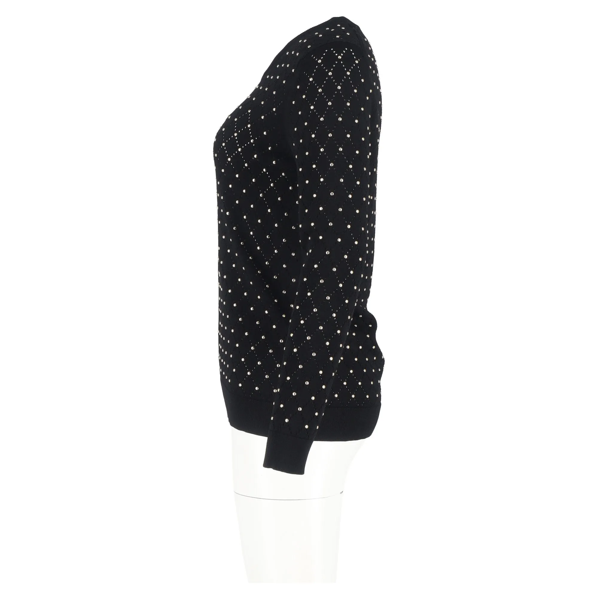 Michael Kors Beaded Lasercut Sweater in Black Viscose