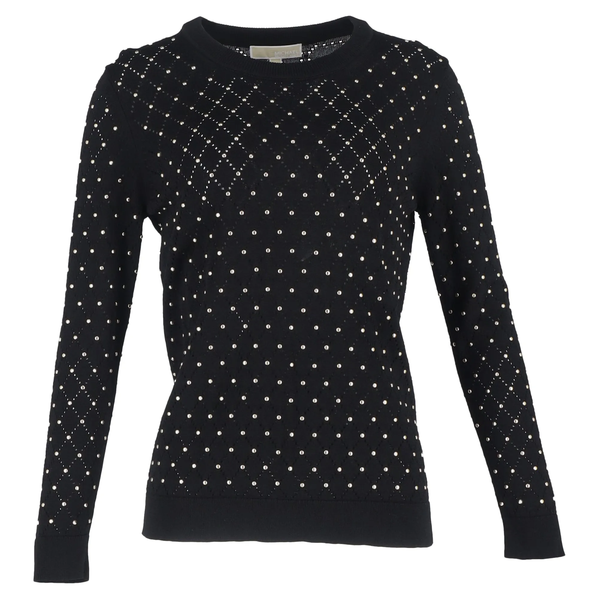 Michael Kors Beaded Lasercut Sweater in Black Viscose