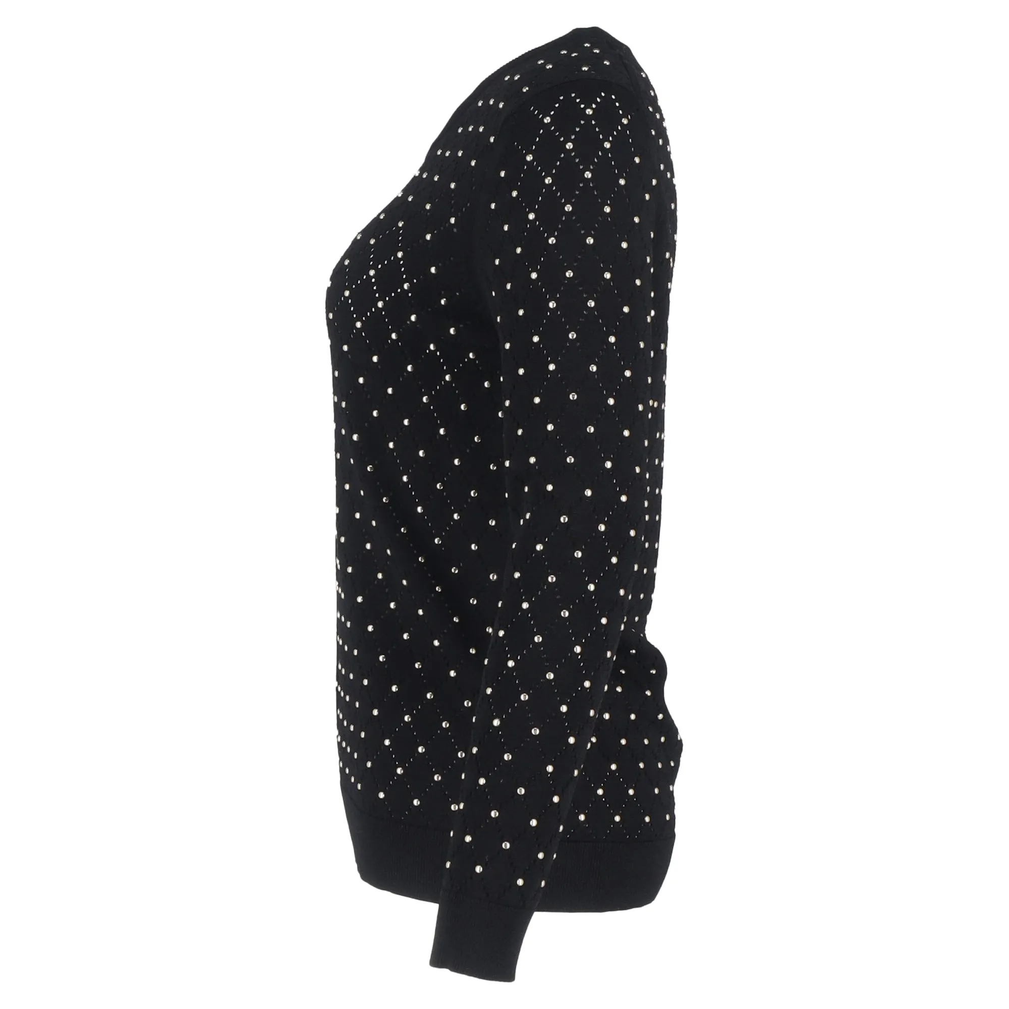 Michael Kors Beaded Lasercut Sweater in Black Viscose
