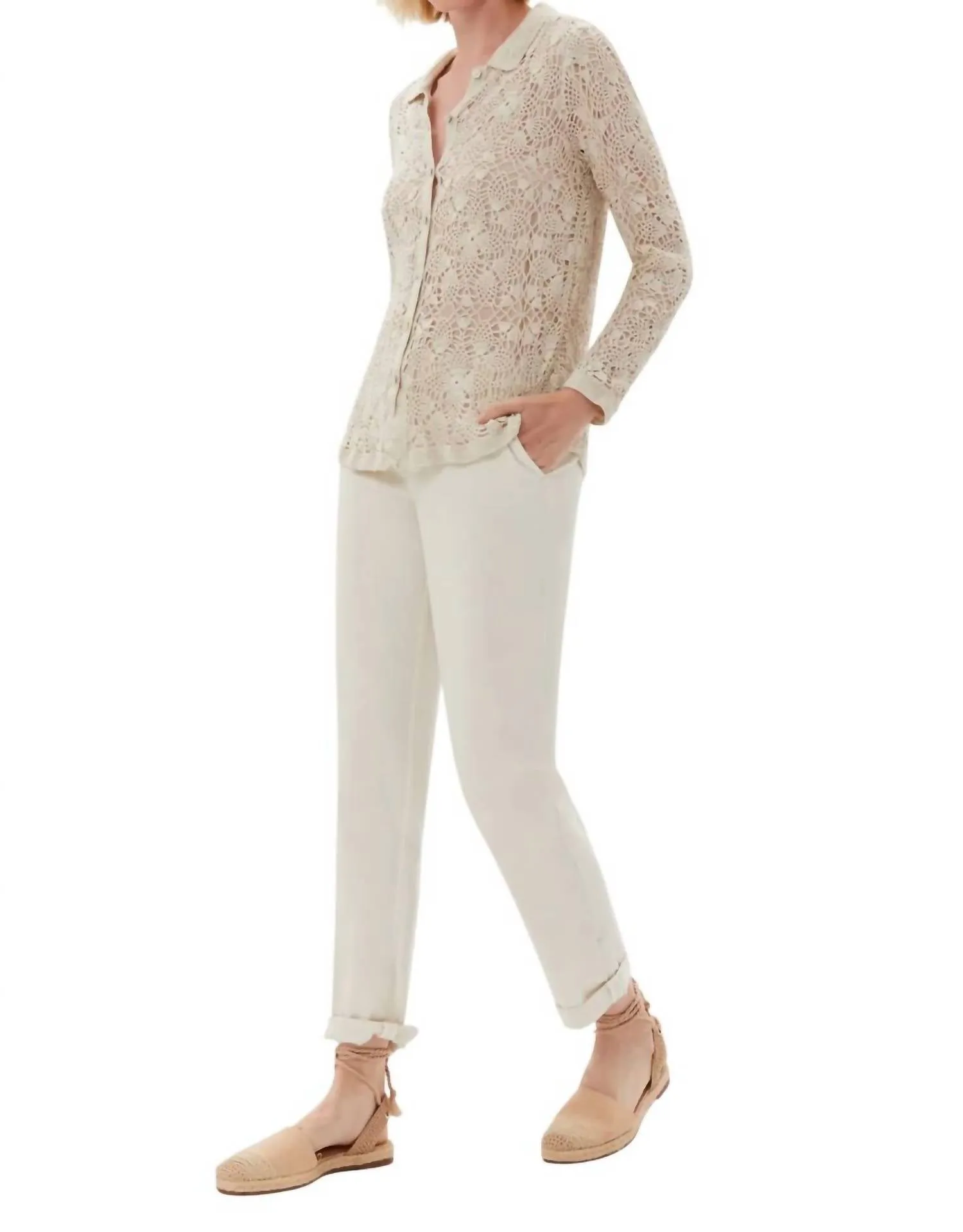Mitchell Roll Cuff Chino Pant In Natural