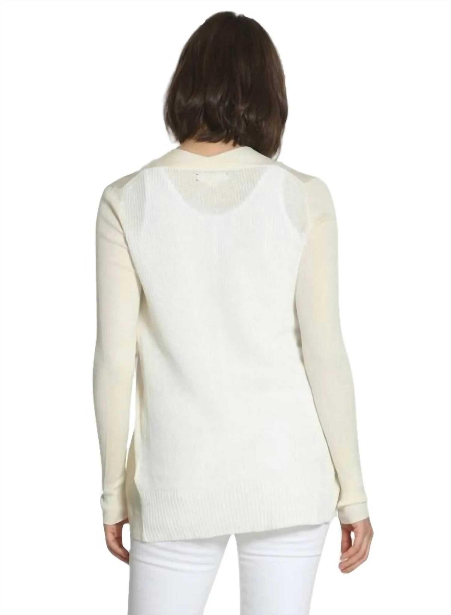Mixed Yarn Cardigan In White
