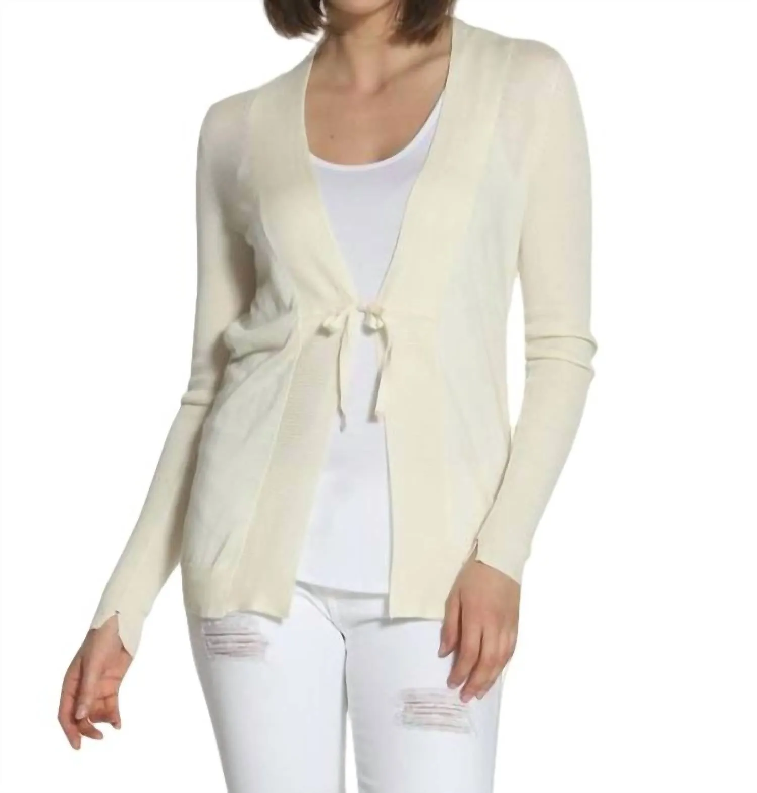 Mixed Yarn Cardigan In White