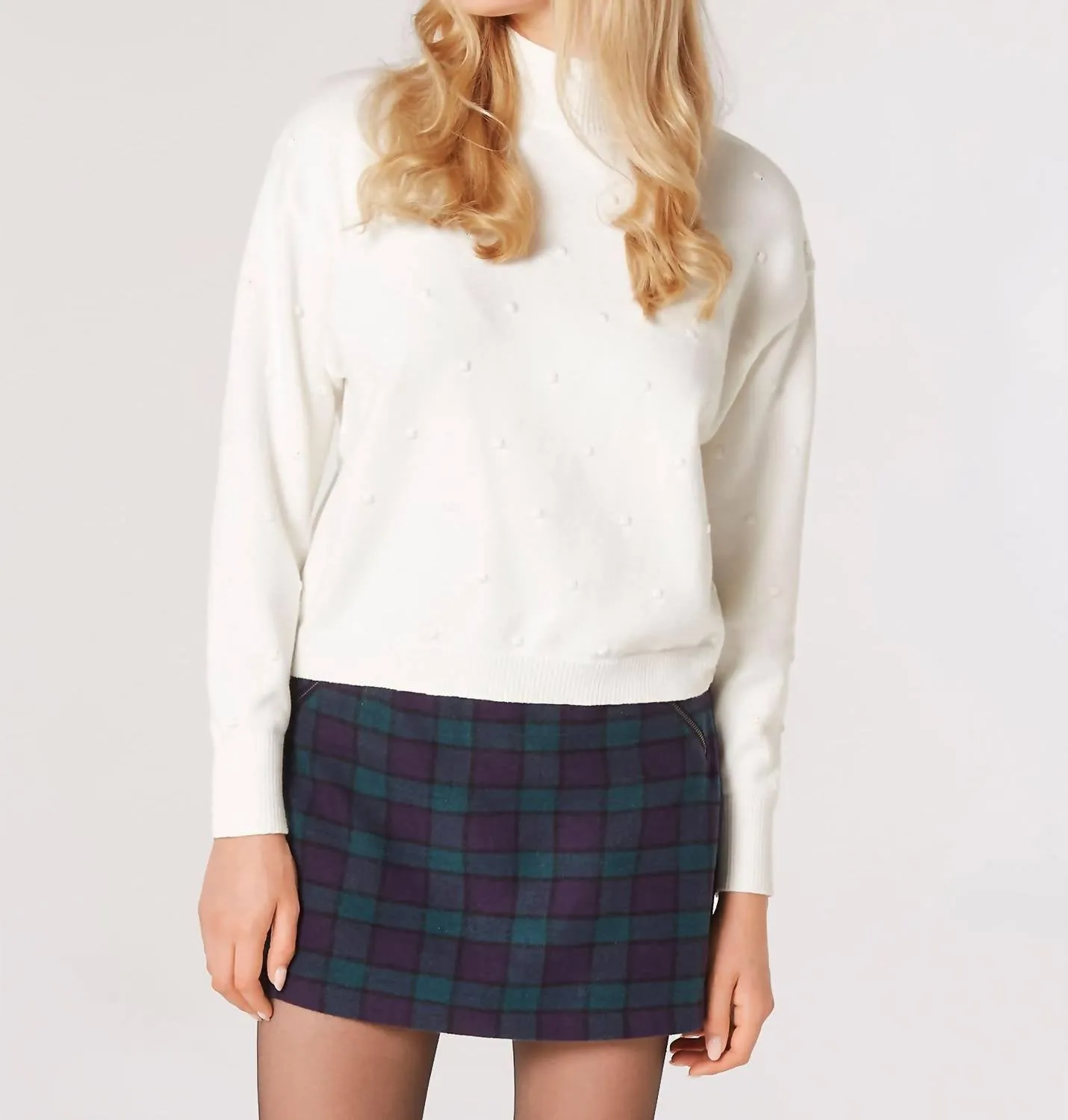 Mock Neck Sweater In Ivory
