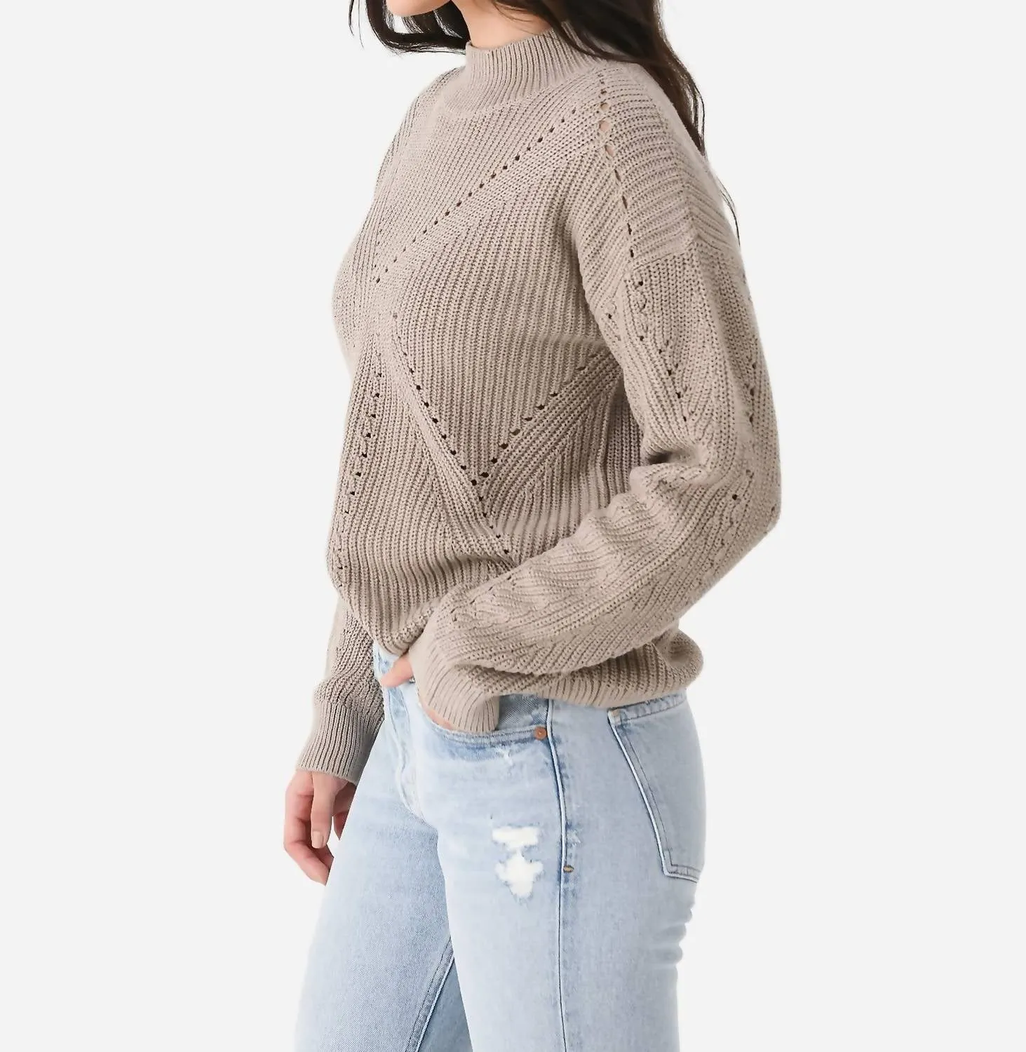 Mock Neck Sweater In Mushroom