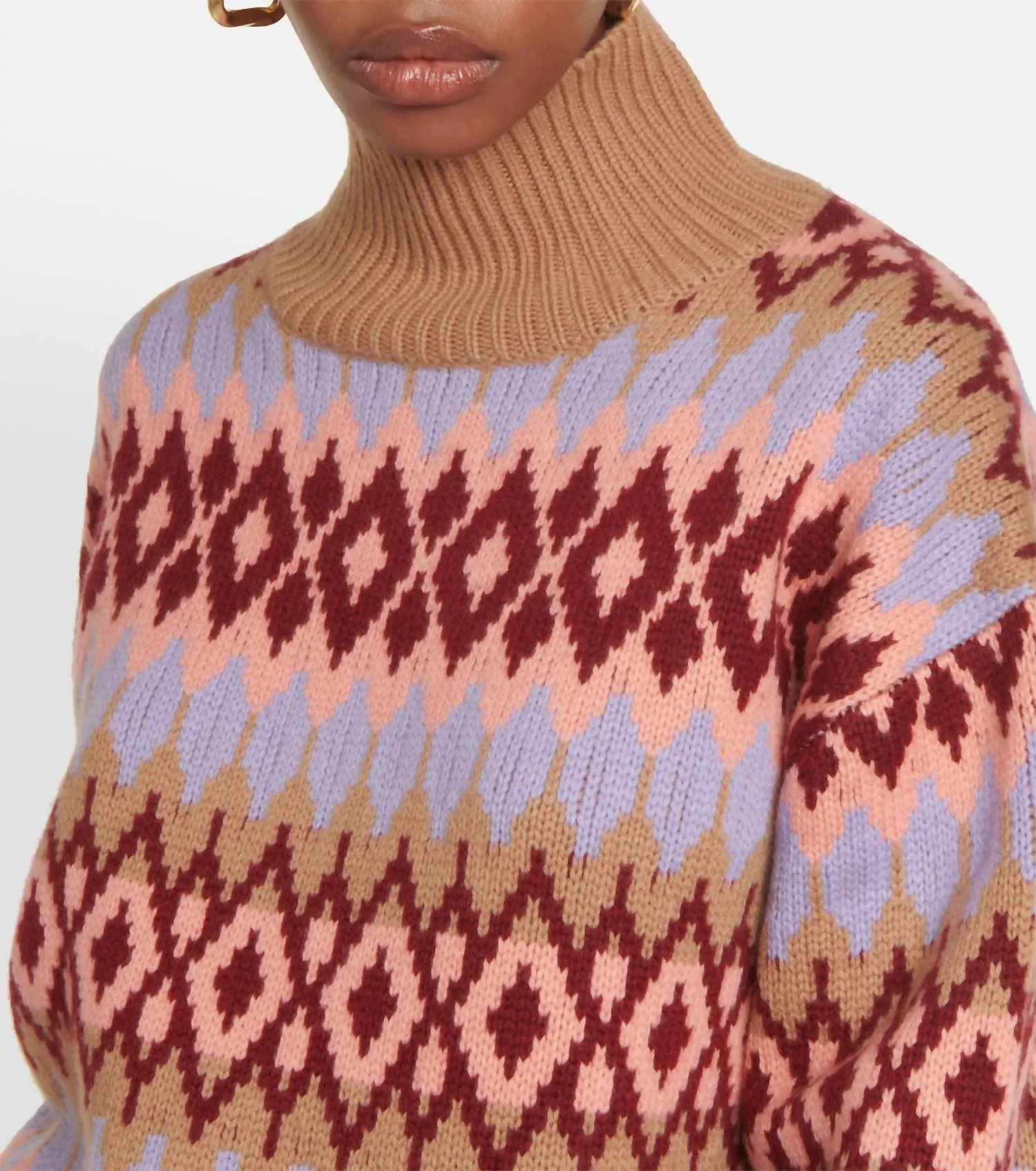 Mockneck Argyle Sweater In Multi