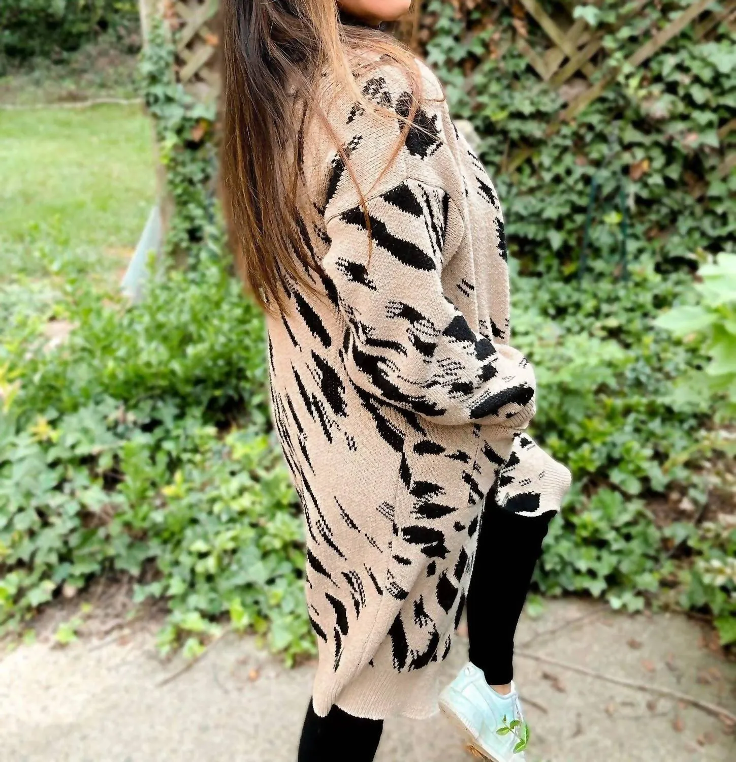 Molly Harper Heavyweight Cardigan In Animal Print