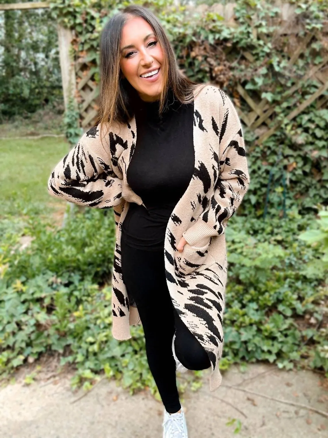 Molly Harper Heavyweight Cardigan In Animal Print