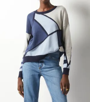 Mosaic Intarsia Sweater In Marine