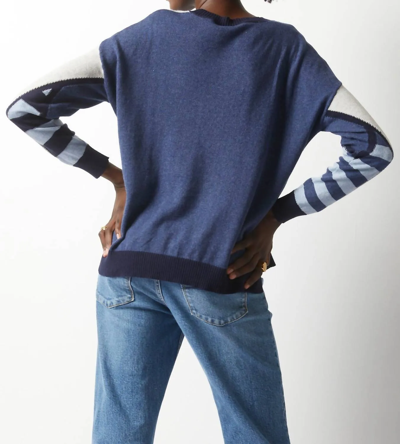 Mosaic Intarsia Sweater In Marine