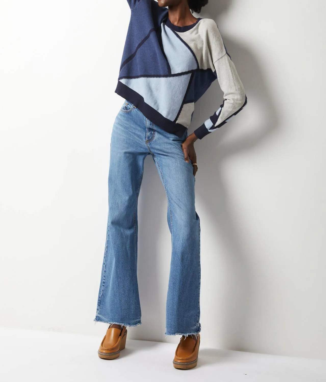 Mosaic Intarsia Sweater In Marine