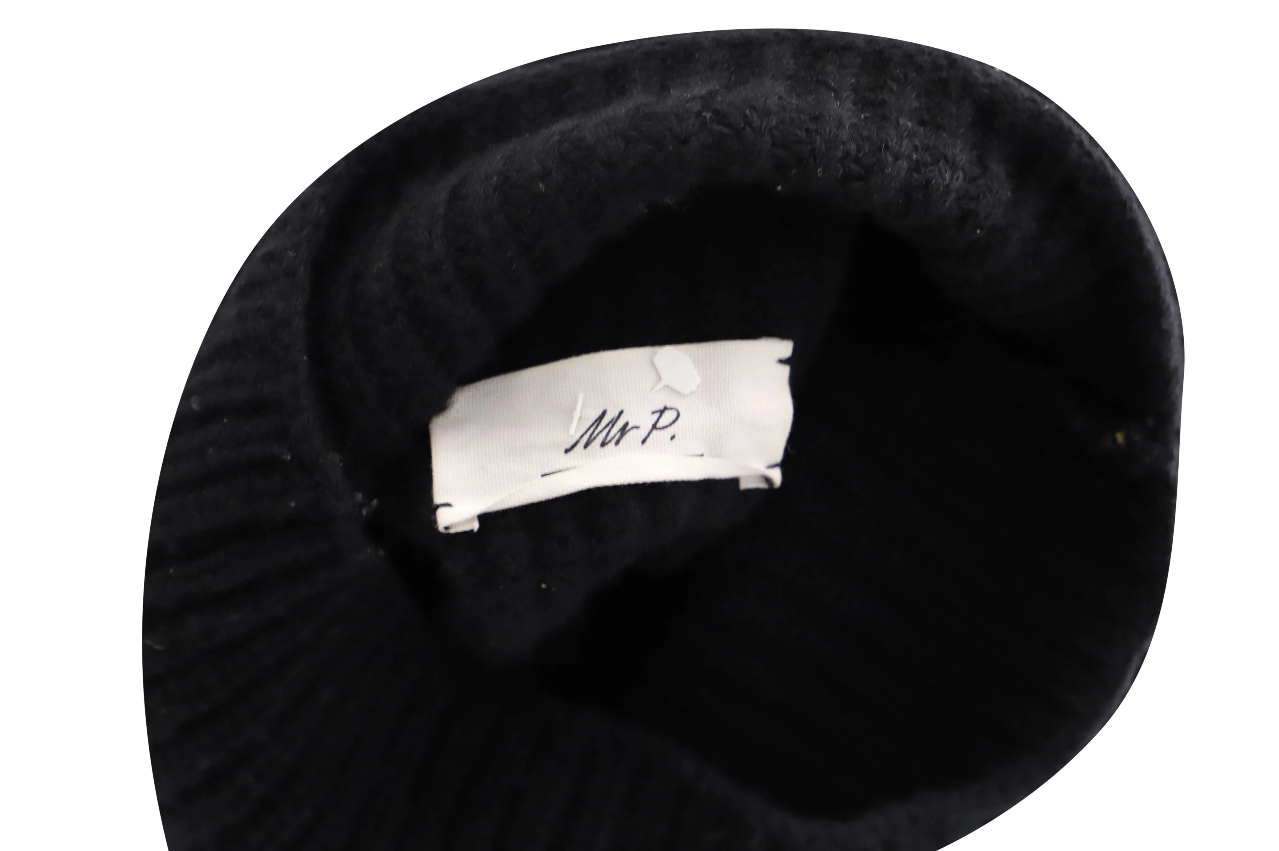 Mr. P Stand-Collar Ribbed Sweater in Black Virgin Wool