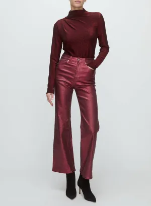 Mylie Mock Neck Top In Crimson Lurex