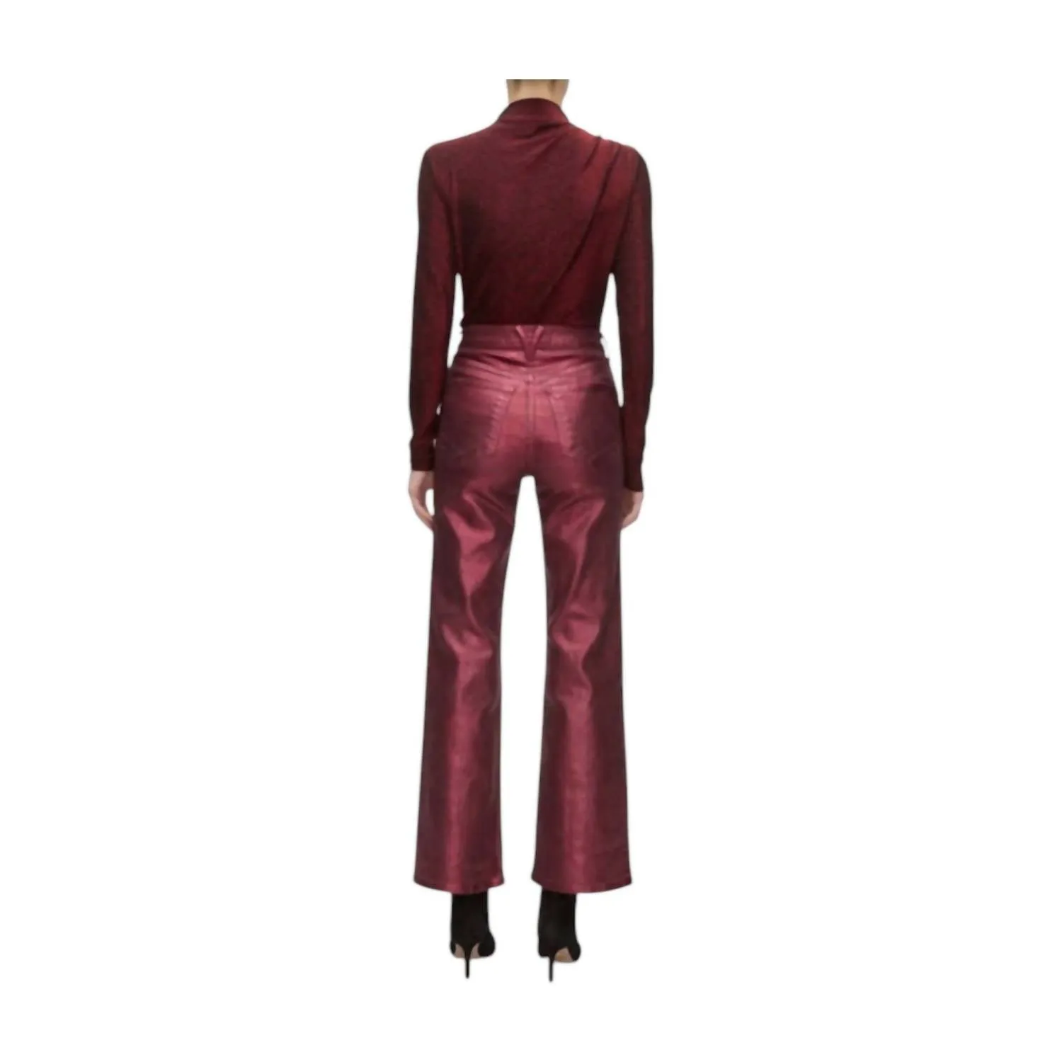 Mylie Mock Neck Top In Crimson Lurex