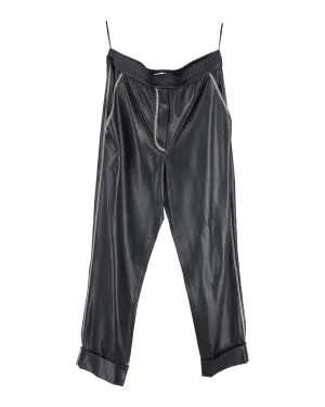 Nanushka Elastic-Waist Trousers in Black Faux Leather