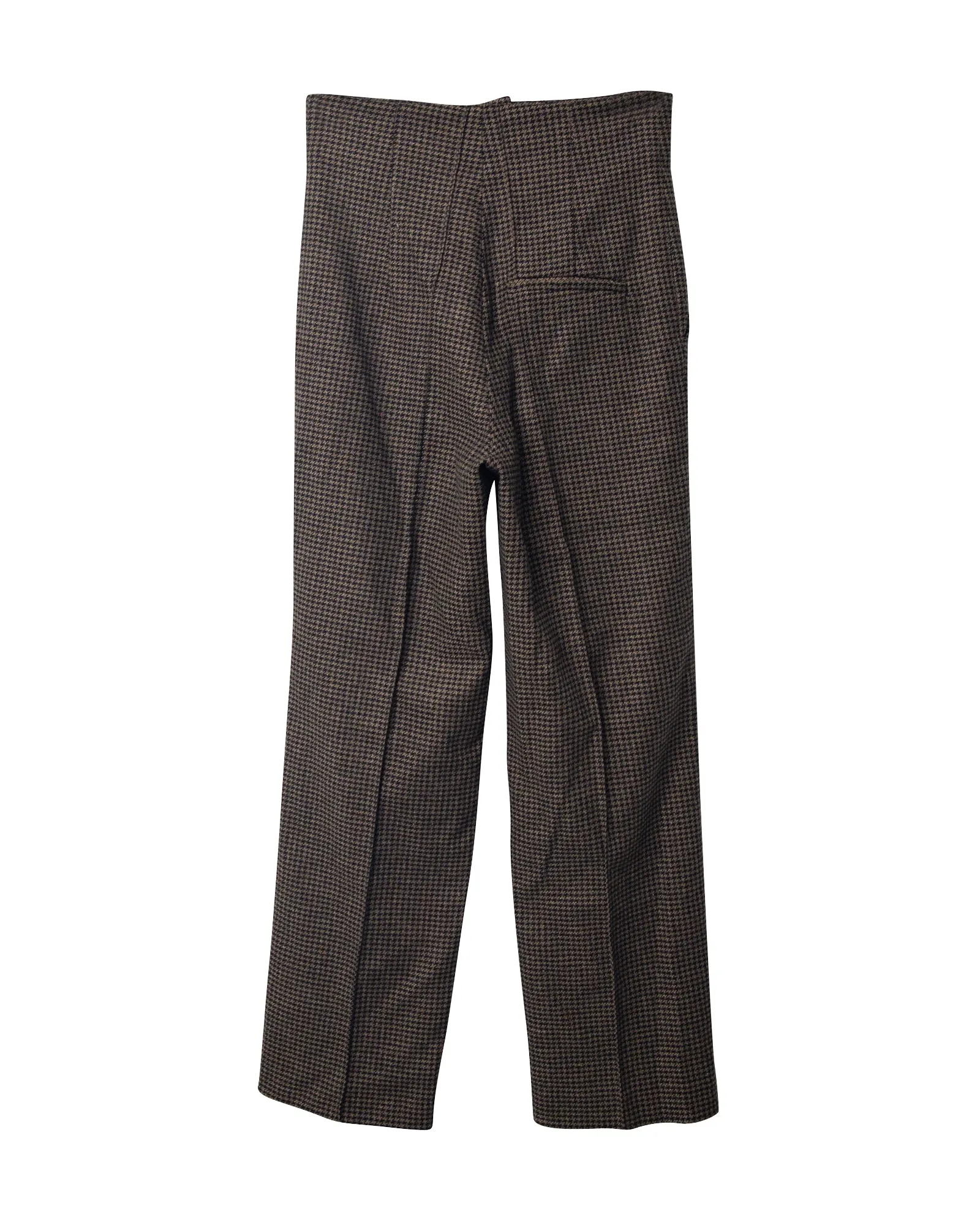 Nanushka Houndstooth Straight Cut Trousers in Brown Polyester