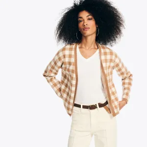 Nautica Womens Gingham Cardigan