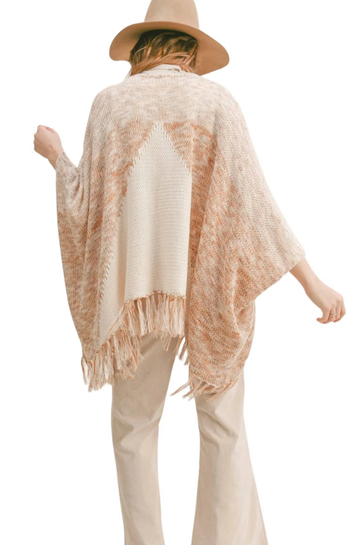 New Energy Fringe Cardigan In Ivory Ginger