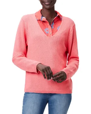 NIC ZOE Cotton Cord Soft V-Neck Sweater