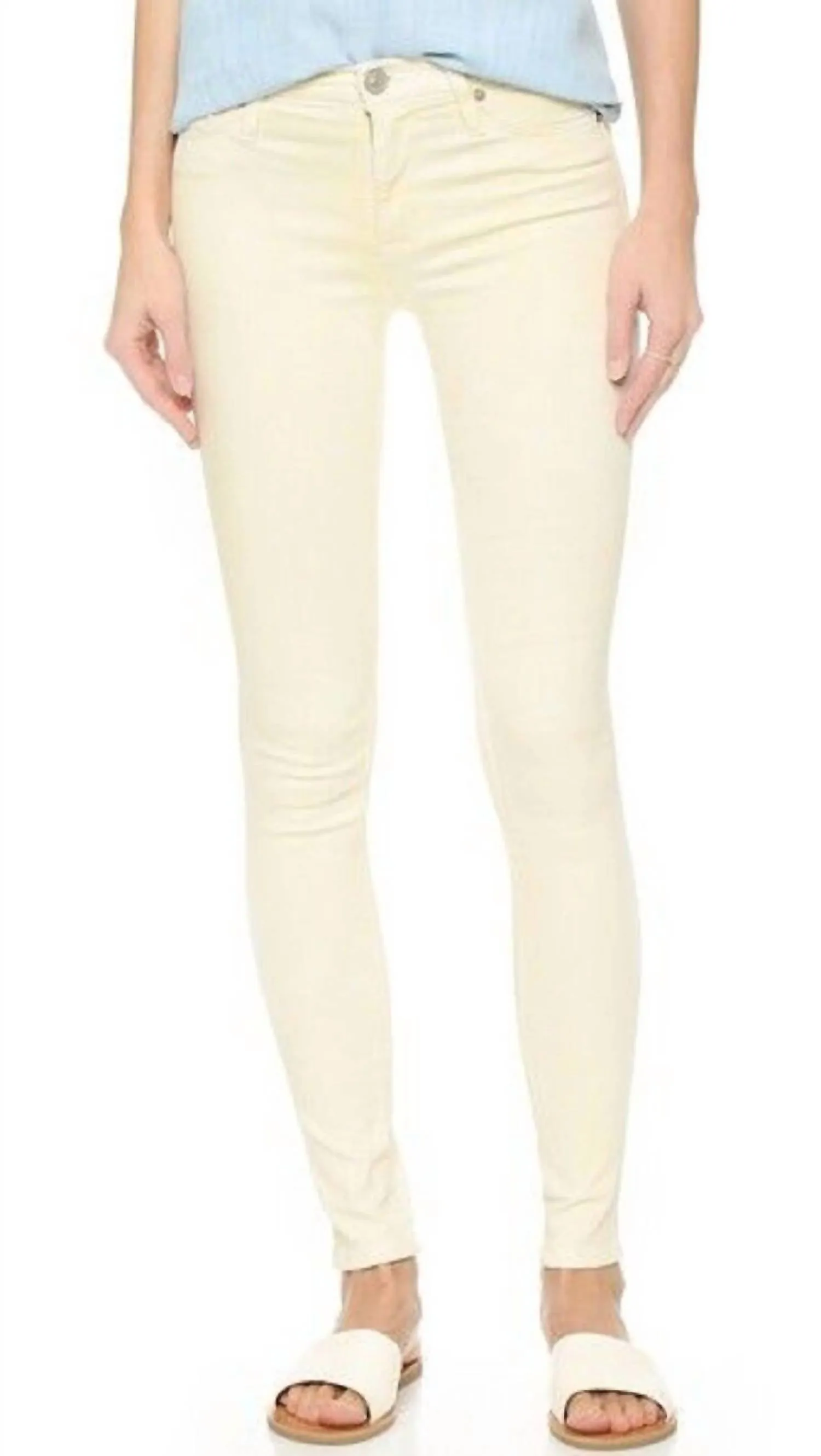 Nico Mellow Mid Rise Super Skinny Stretch Skinny Jeans In Light Yellow