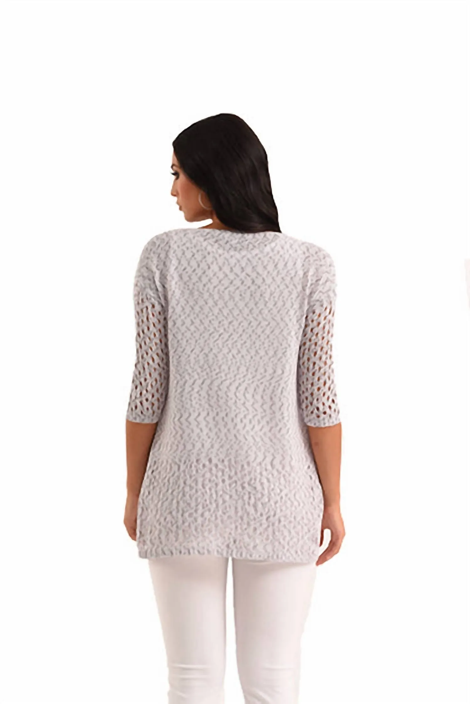 Noelle Crochet Cardigan In Slate