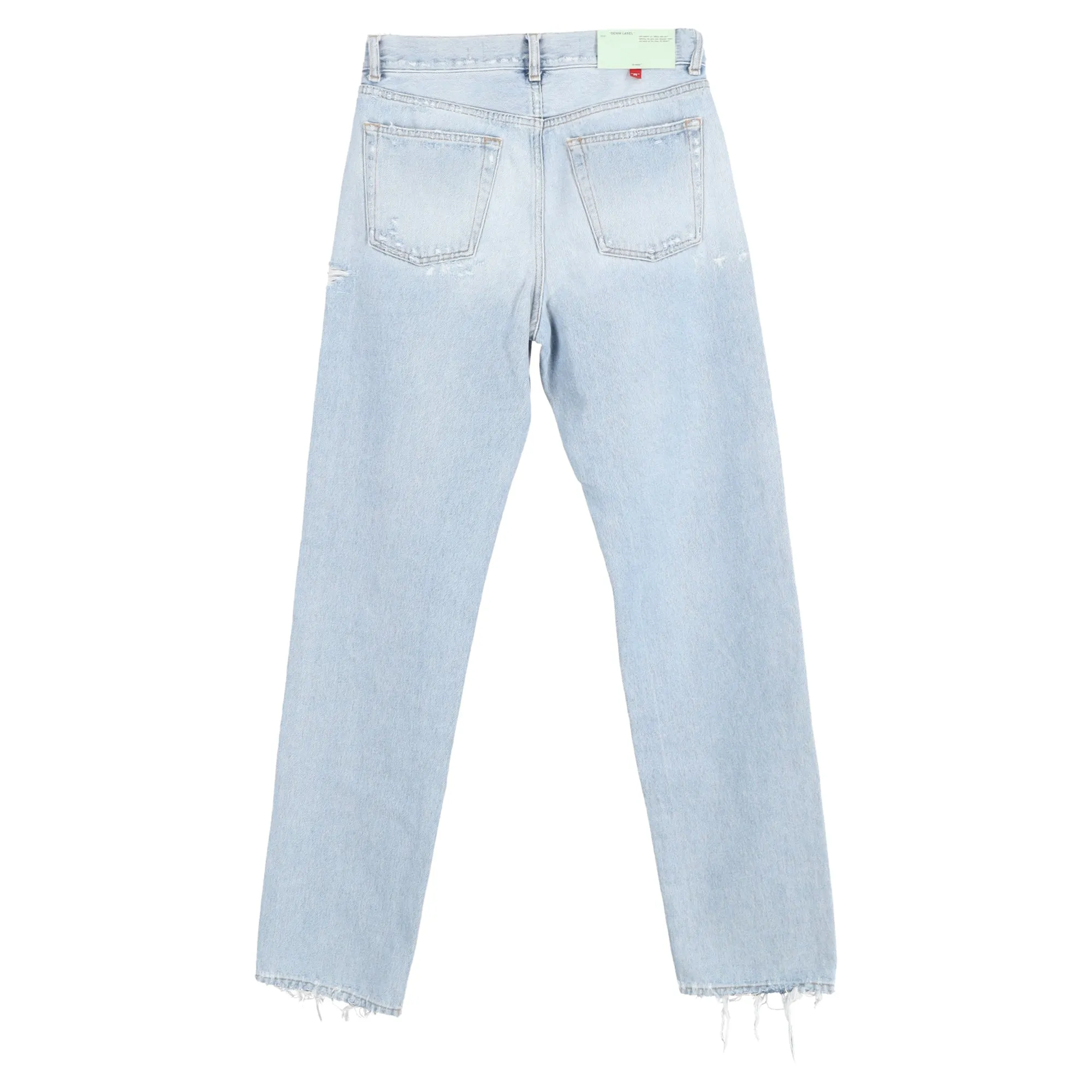 Off-White c/o Virgil Abloh Mid-Waist Distressed Jeans in Light Blue Cotton