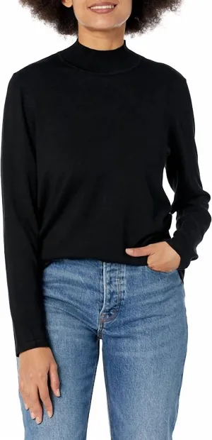 On The Run Mock Neck Top In Black