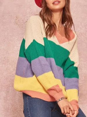 Open-Back Cotton-Blend Sweater In Cream/green