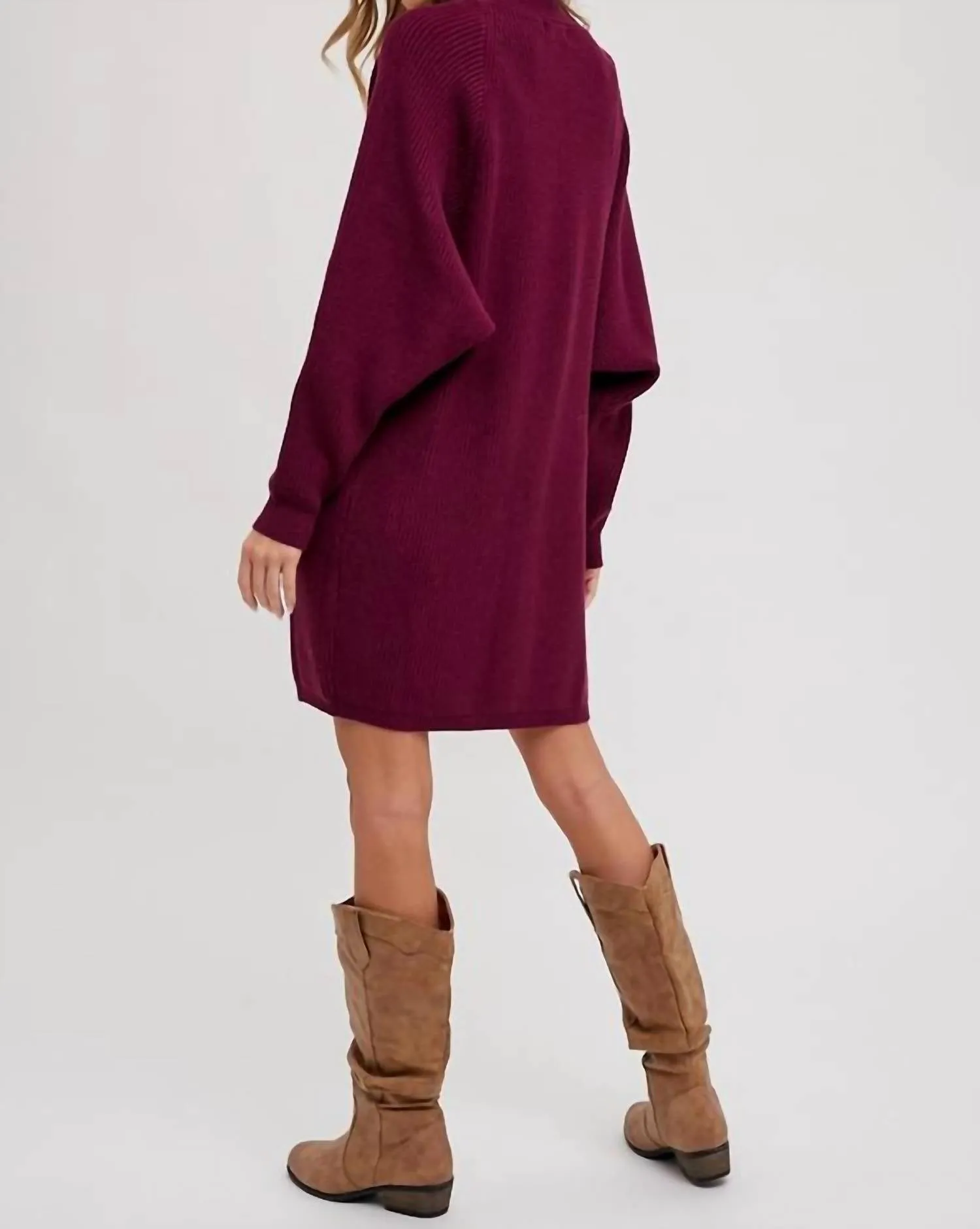 Open Front Batwing Sleeve Cardigan In Plum