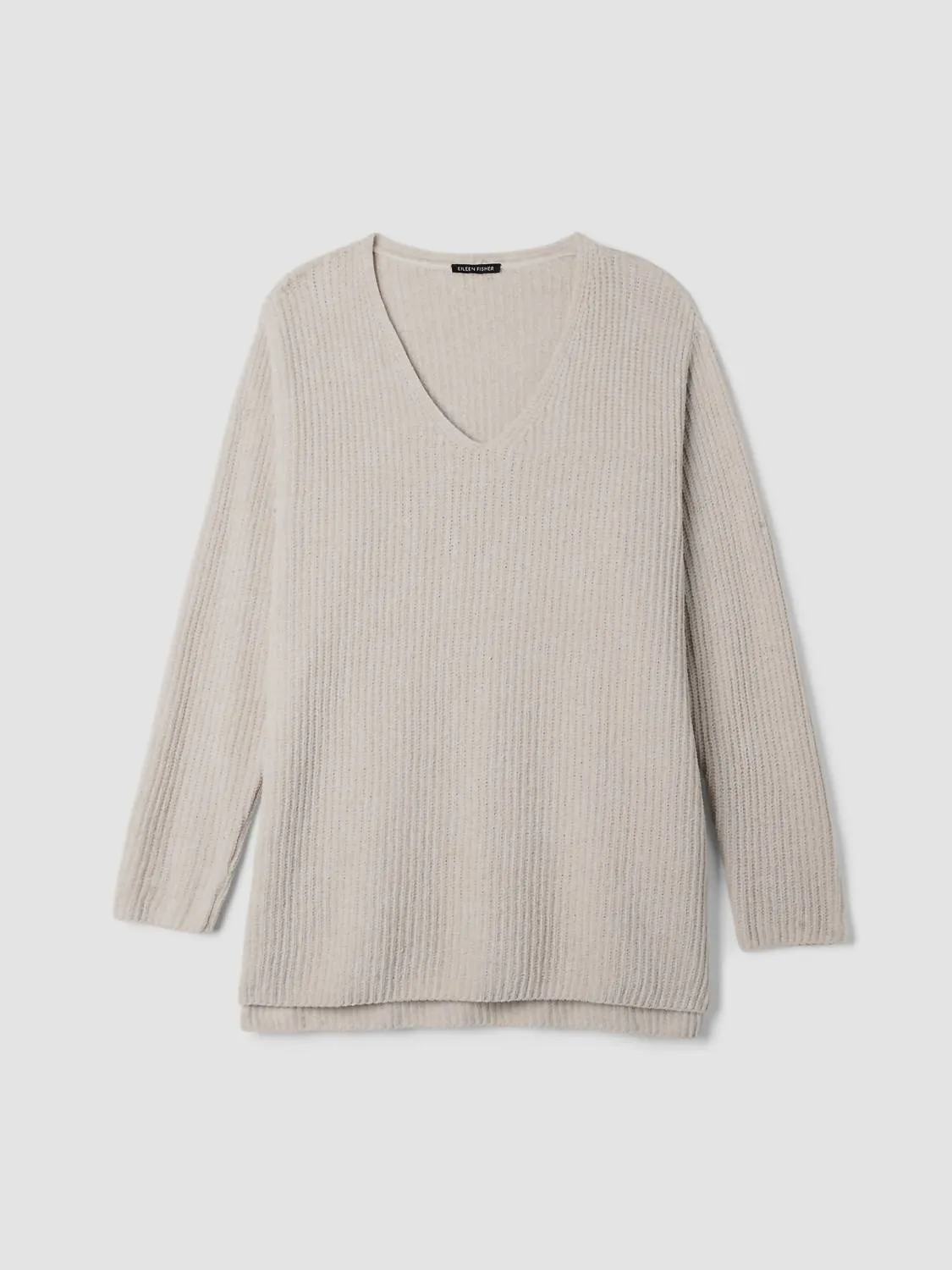 Organic Cotton Chenille V-Neck Top In Almond