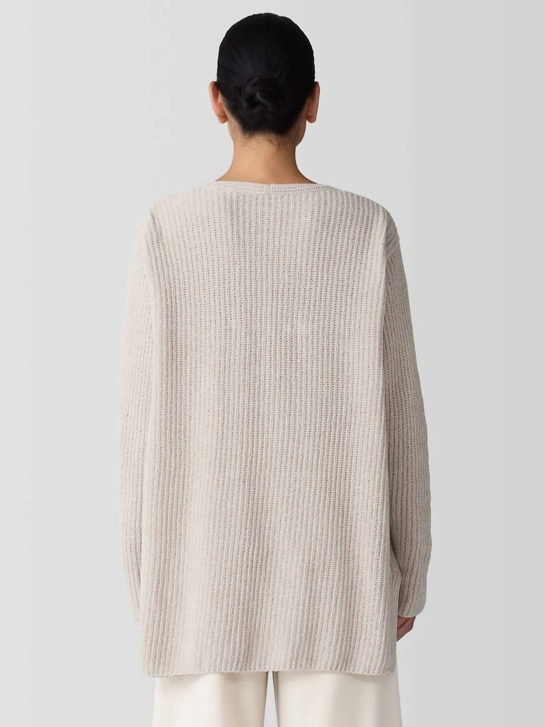 Organic Cotton Chenille V-Neck Top In Almond