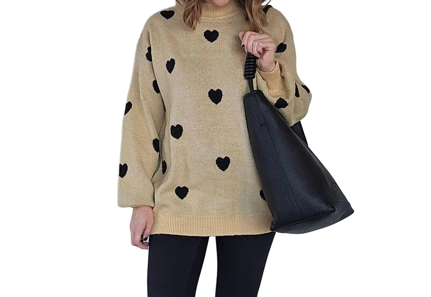 Oversized Heart Sweater In Gold