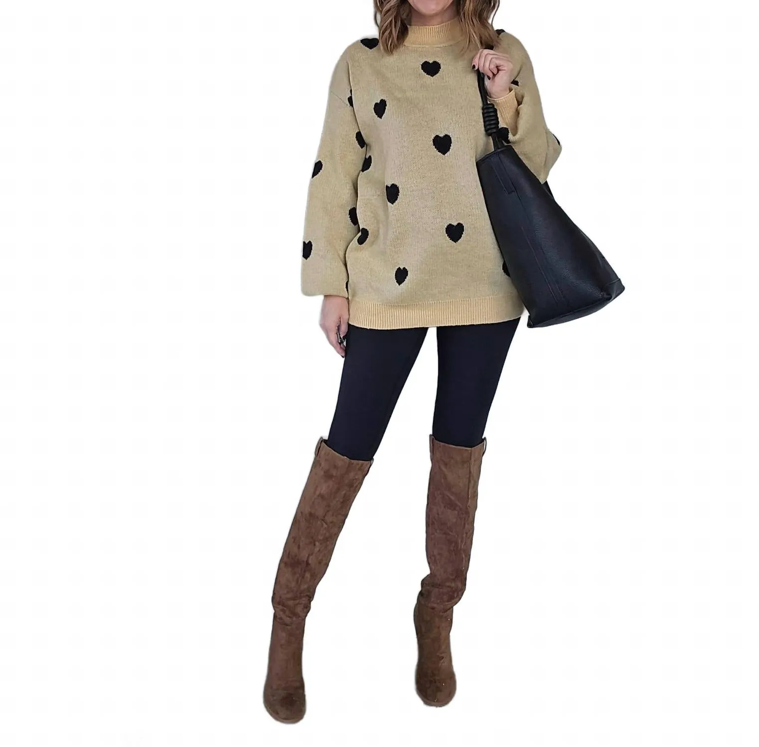 Oversized Heart Sweater In Gold