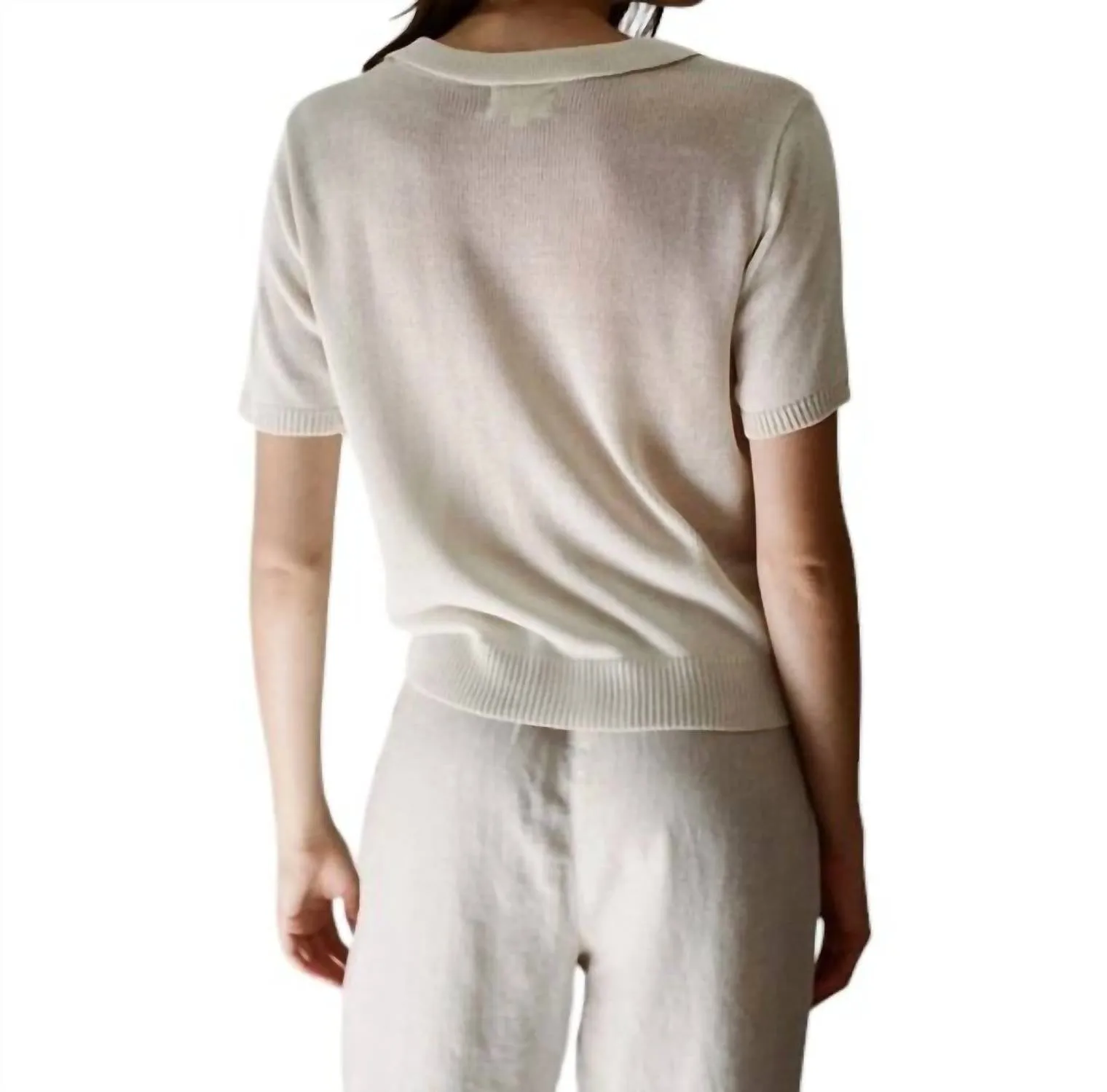 Oxford Sweater Top In Cream