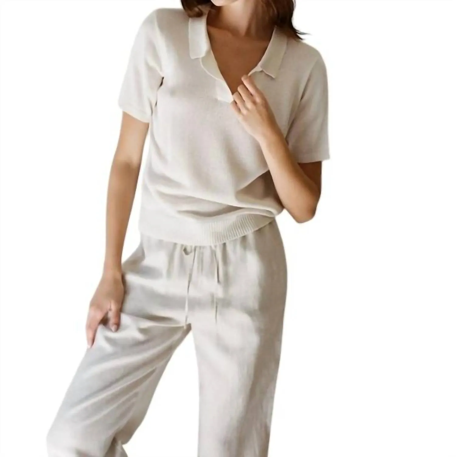 Oxford Sweater Top In Cream