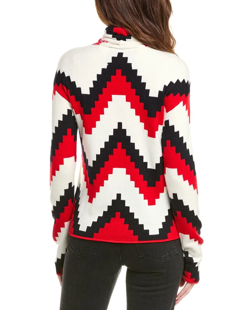 Perfect Moment Chevron Wool Turtleneck Sweater