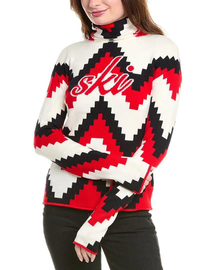 Perfect Moment Chevron Wool Turtleneck Sweater