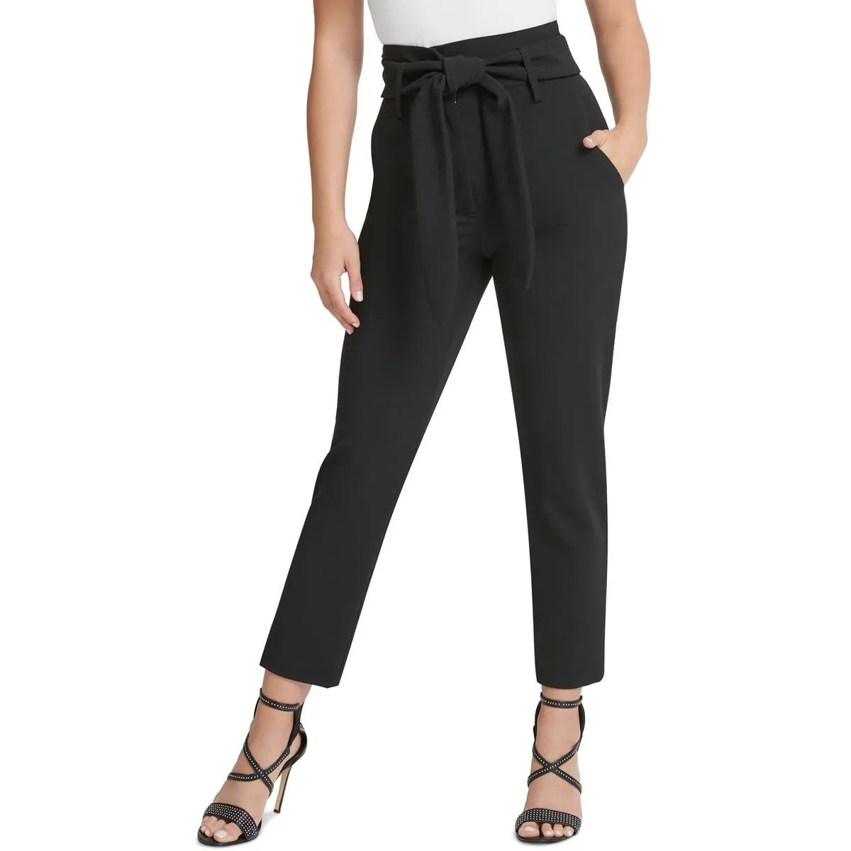 Petites Nikki Beach Womens Solid Polyester Cropped Pants