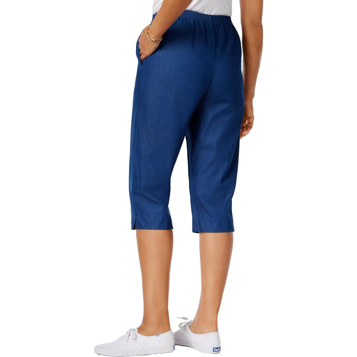Petites Womens High Rise Heathered Capri Pants