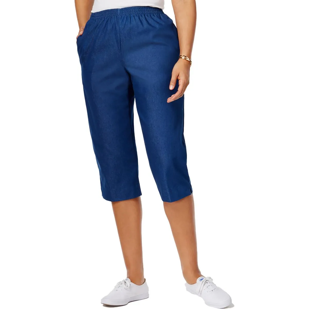 Petites Womens High Rise Heathered Capri Pants