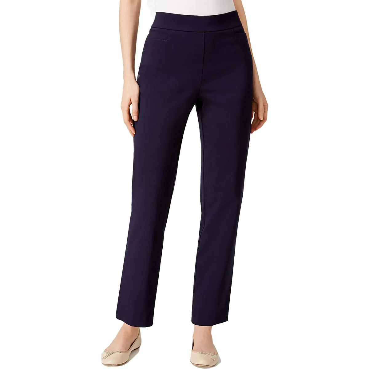 Petites Womens Slimming Modern Fit Straight Leg Pants