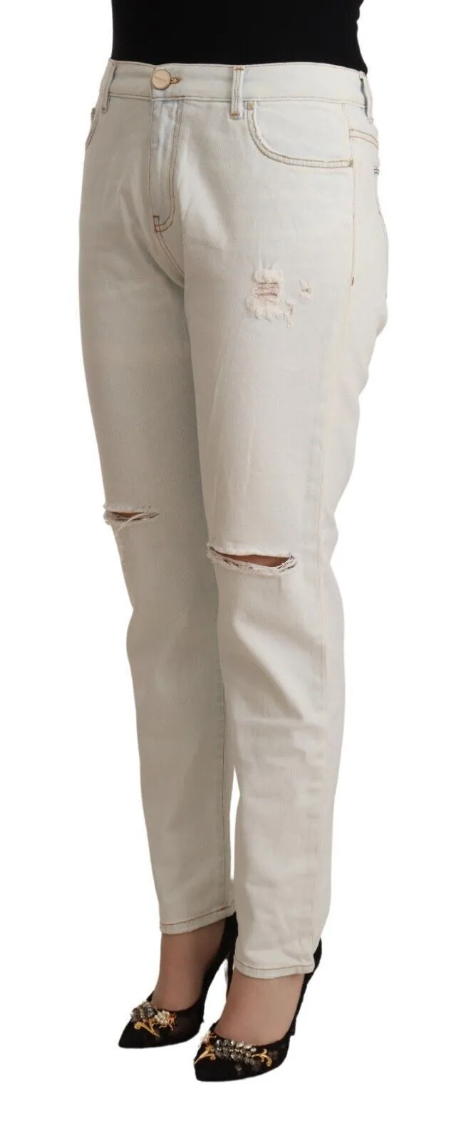 PINKO  Cotton Distressed Mid Waist Skinny blue Women's Jeans