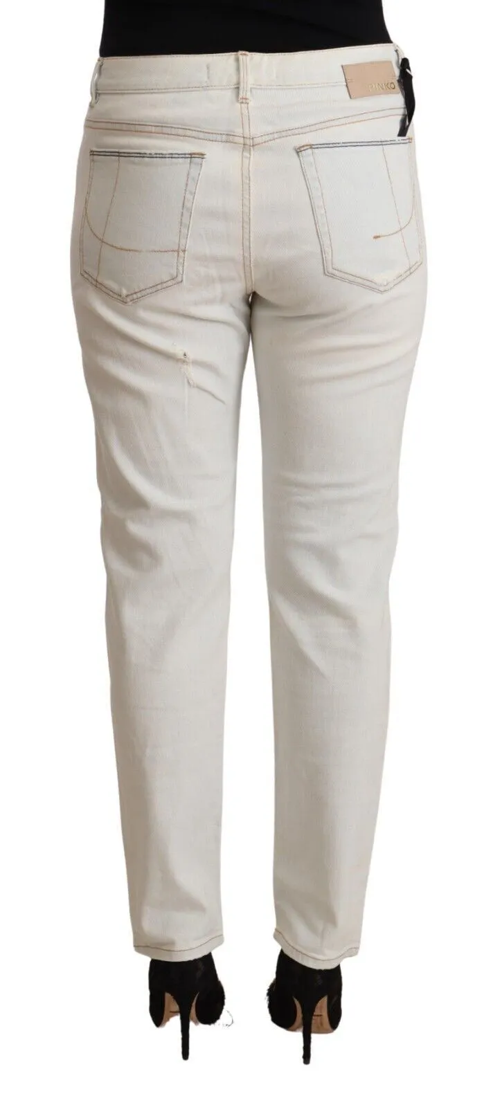 PINKO  Cotton Distressed Mid Waist Skinny blue Women's Jeans