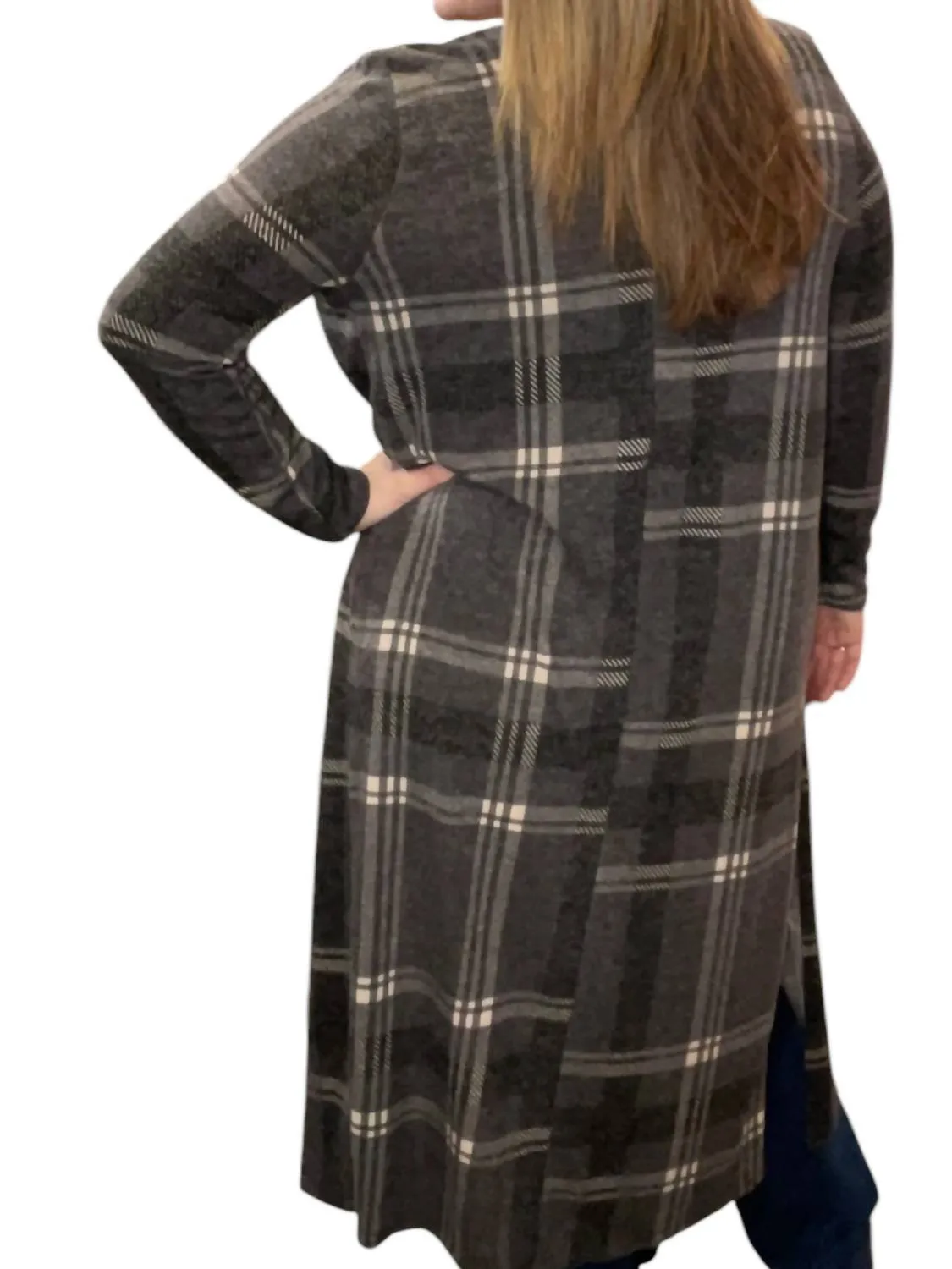 Plaid Duster In Charcoal