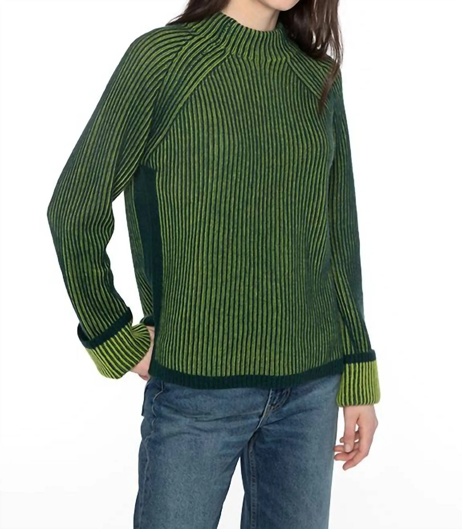 Plaited Rib Funnel In Cypress/moss