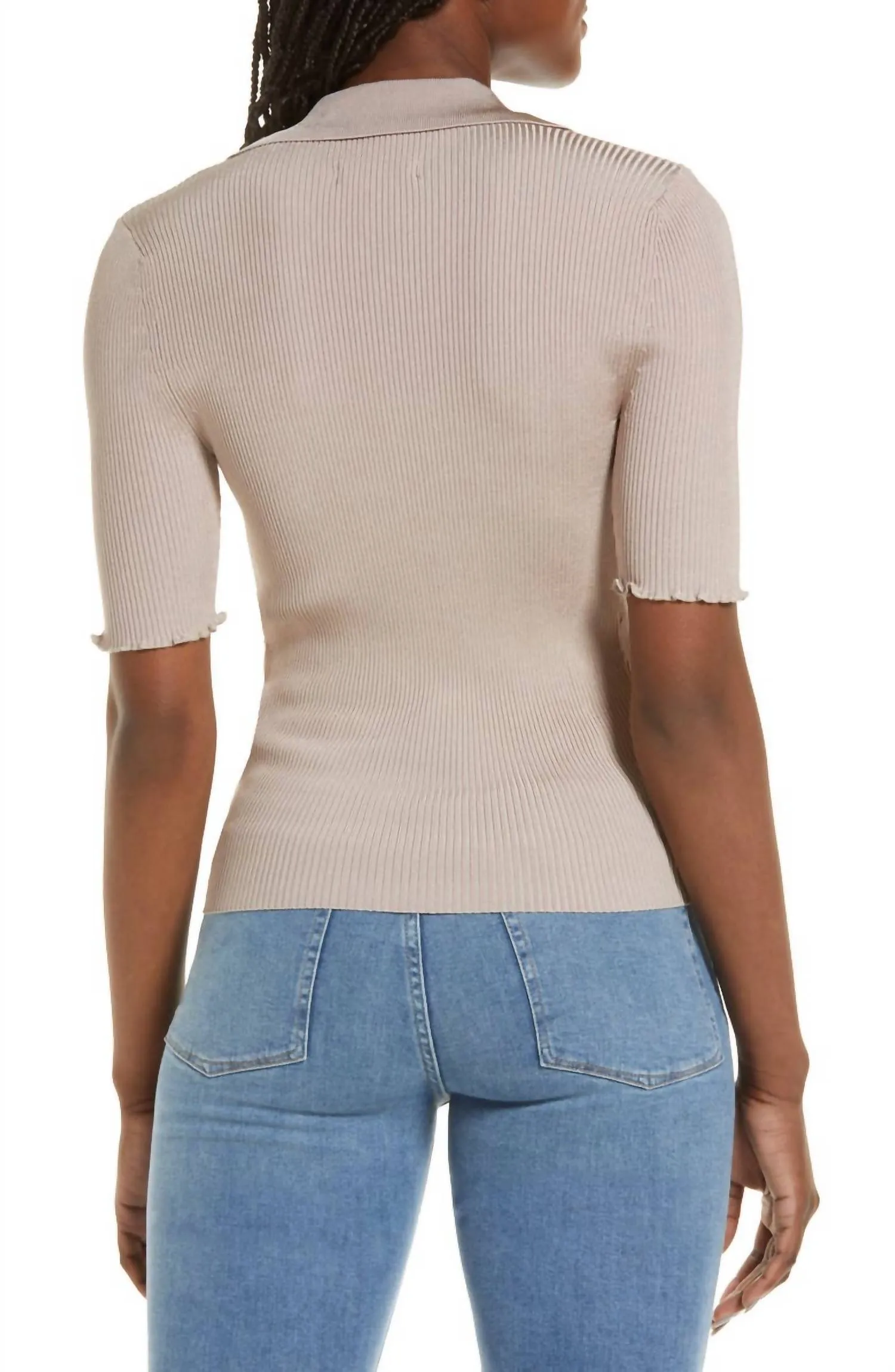 Plaited Rib Polo In Mink