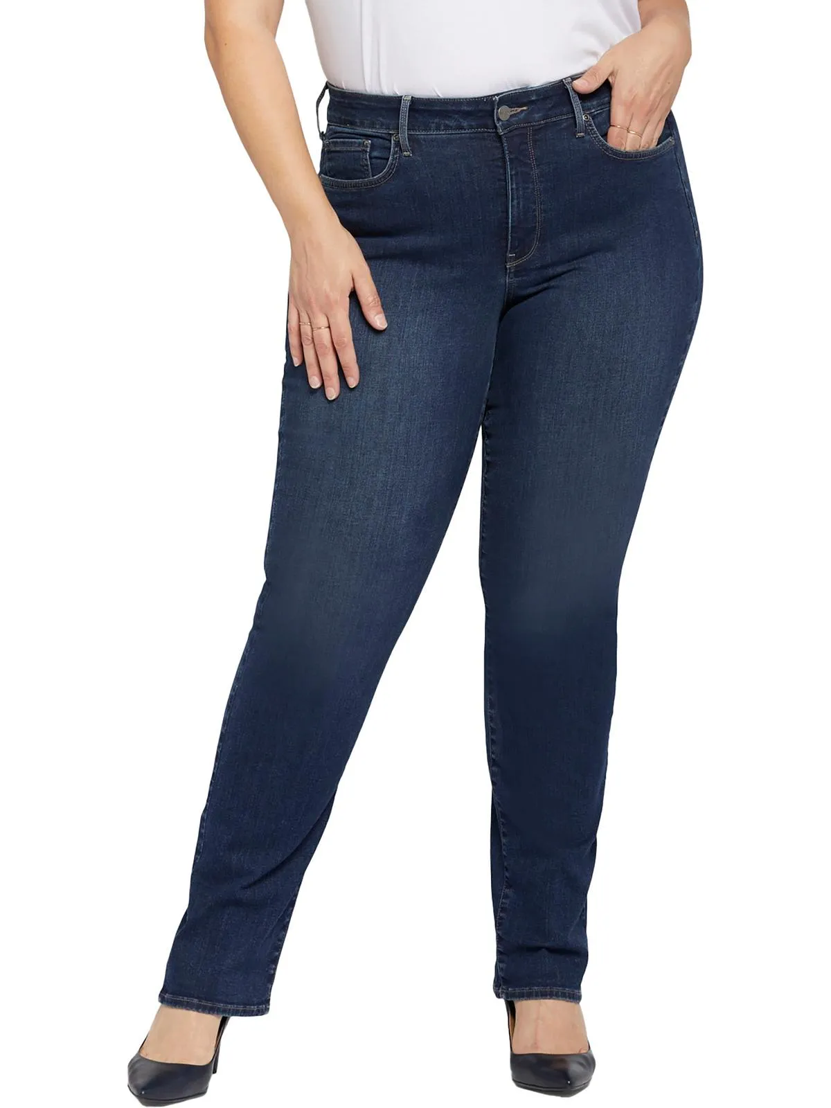 Plus Marilyn Womens Tencel Denim Straight Leg Jeans