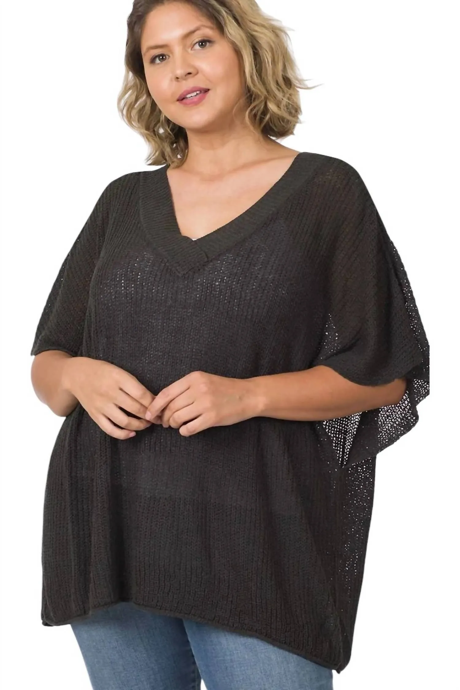 Plus Size Slouchy Sweater In Ash Grey