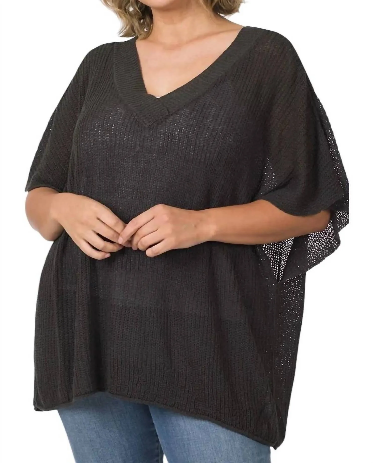 Plus Size Slouchy Sweater In Ash Grey