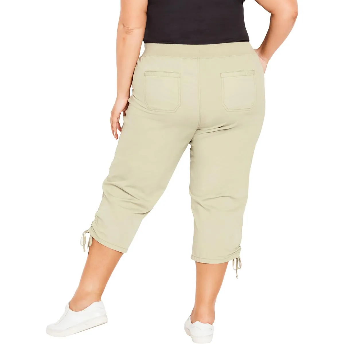 Plus Womens High Rise Drawstring Capri Pants